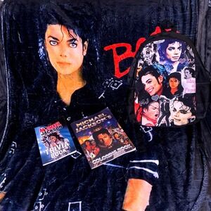 Michael Jackson King of Pop Bundle Fleece Blanket Backpack Trivia Coloring Book